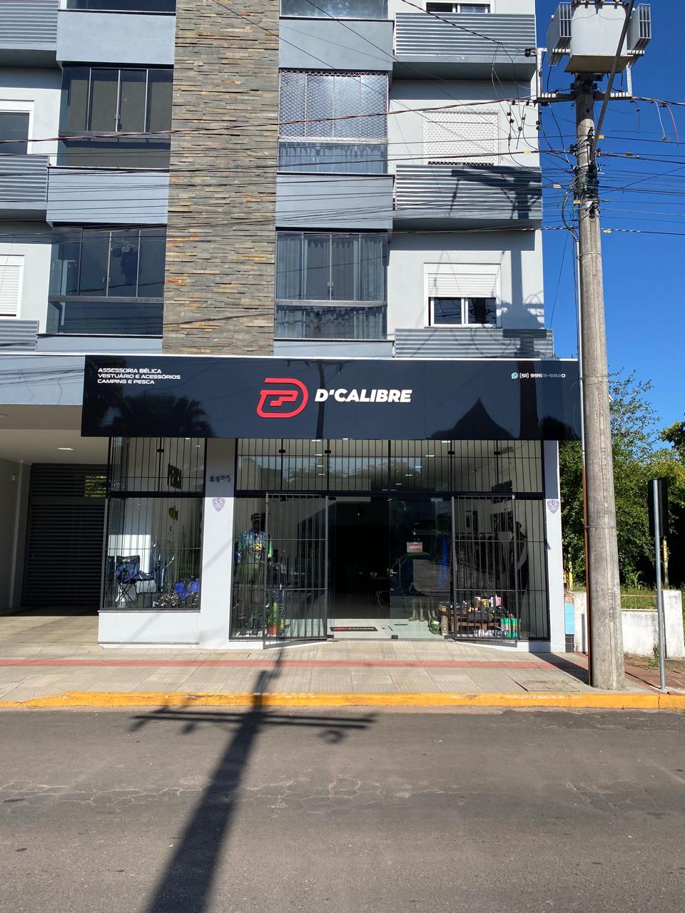 Fachada da loja D'Calibre Caça, Pesca & Camping em Venâncio Aires